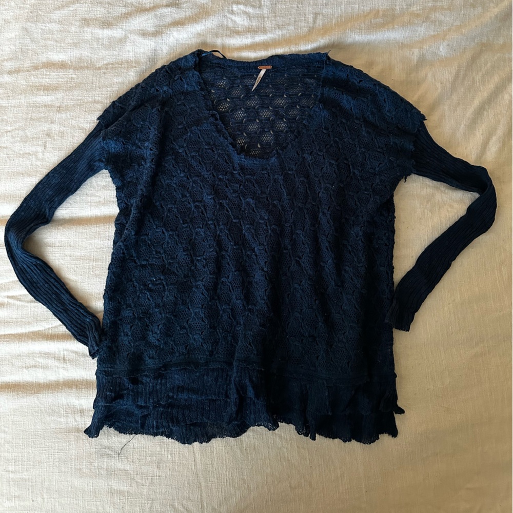 Navy thin free people sweater